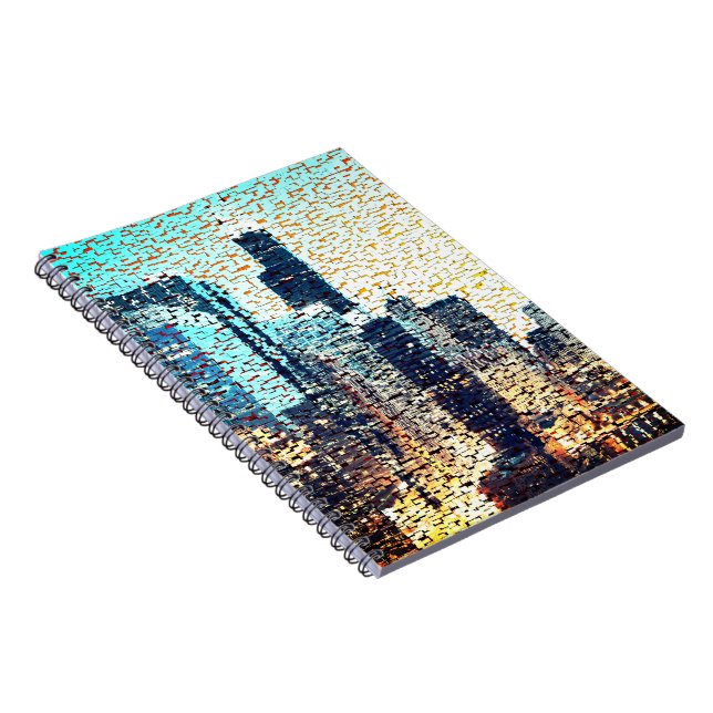 Blå stad byggnad i mosaic stil med befrielse anteckningsbok (Högra Sidan)