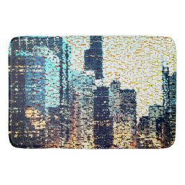 Blå stad byggnad i mosaic stil med befrielse badrumsmatta