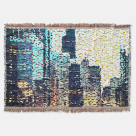 Blå stad byggnad i mosaic stil med befrielse filt