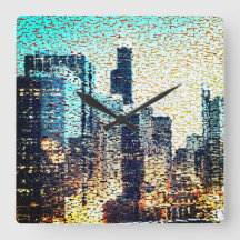 Blå stad byggnad i mosaic stil med befrielse