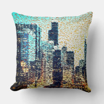 Blå stad byggnad i mosaic stil med befrielse