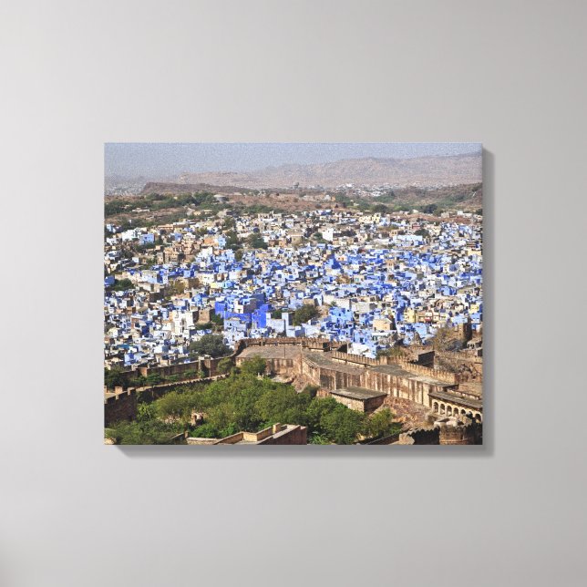 Blå staden sedd från Mehrangarh Fort / Jodhpur, Canvastryck (Framsida)