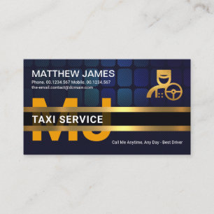 Blå stadsdelen Guld Chauffeur Placard Monogram Visitkort