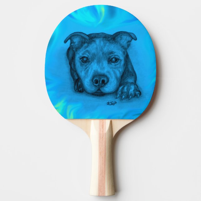 Blå Staffy Valp Pingisracket (Framsidan)