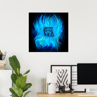 Blå Staffy Valp Poster