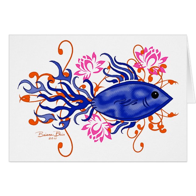 Blå stamfisk hälsningskort (Framsidan Horizontal)