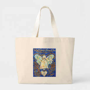 &Blå stämpel; Guld Cancer Angel - stor Jumbo Tygkasse
