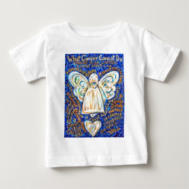 Blå &stämpel; Guld Cancer Angel - stor T Shirt (Framsida)