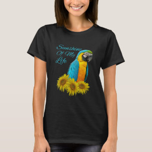 Blå &stämpel; Guld Macaw Parrot Sunshine Solrosi T Shirt