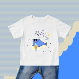 Blå stämpel t shirt