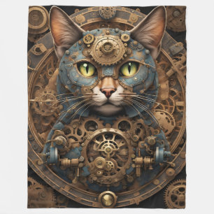 blå steampunk cat AI art filt