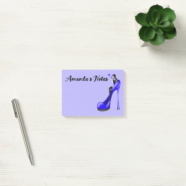 Blå Stiletto Sko Mode Diva Anteckningar Post-it Block (Kontor)