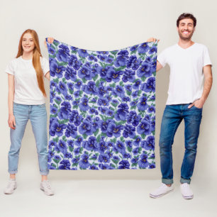 Blå Stilla Violer Blommor Fleecefilt