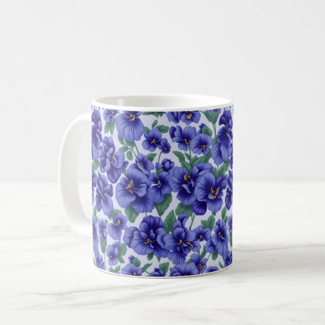 Blå Stilla Violer Blommor Kaffemugg (Framsida vänster)
