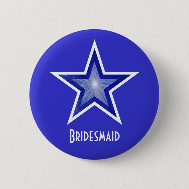 Blå stjärna för mörk blått stjärnans "Bridesmaid"- Knapp (Framsida)