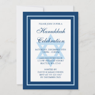 Blå stjärna i David Hanukkah-Julfesten Inbjudningar