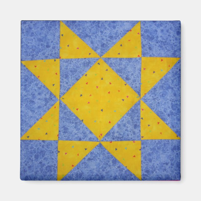 Blå stjärna i Quilt block Magnet Star (Framsidan)
