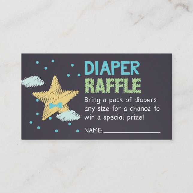 Blå stjärna-kalkkort Raffle Biljett Tilläggskort (Framsida)