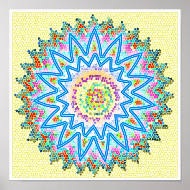 Blå stjärna Sparkling Soothing Healing Chakra Poster (Framsidan)