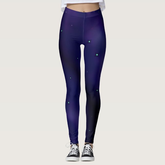 blå stjärna upplyst natt leggings (Framsida)