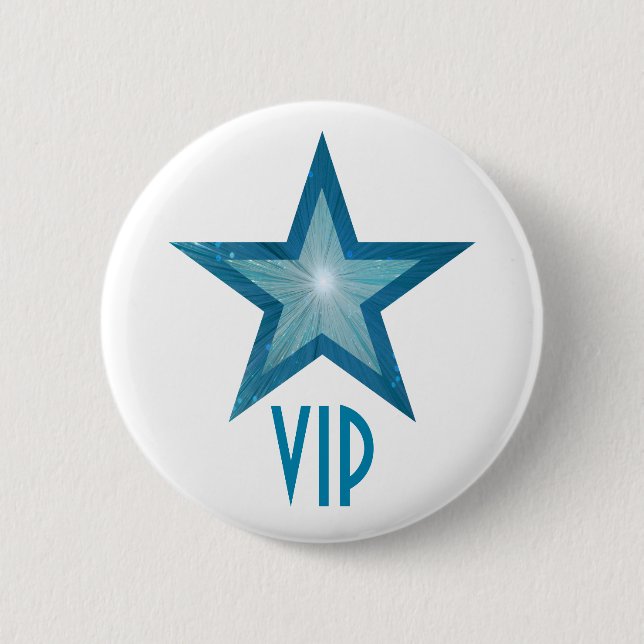 Blå stjärna "VIP"-knapp vit Knapp (Framsida)