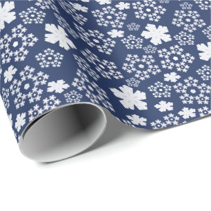 Blå stjärnan och snöflingan Julvinter Mönster Presentpapper