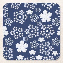 Blå stjärnan och snöflingan Julvinter Mönster Underlägg Papper Kvadrat