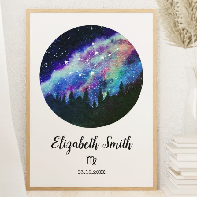 Blå stjärnbild Jungfrun Horoskop Tecken Present Poster (Skapare uppladdad)