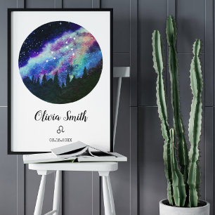 Blå stjärnbild Léo Stjärntecken Present Poster