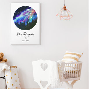 Blå stjärnbild Stenbocken Horoskop Tecken Present Poster
