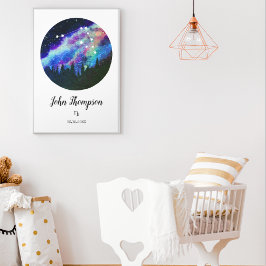 Blå stjärnbild Stenbocken Horoskop Tecken Present Poster