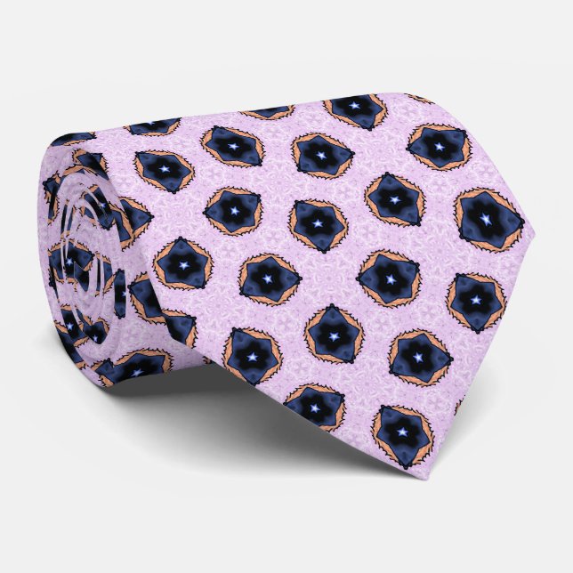 Blå stjärnblommor på lila slips (Rullad)