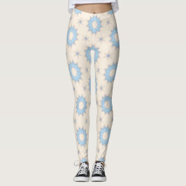 Blå Stjärnexplosion Geometri Leggings