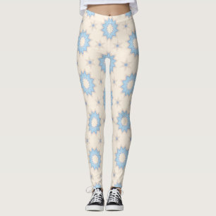 Blå Stjärnexplosion Geometri Leggings