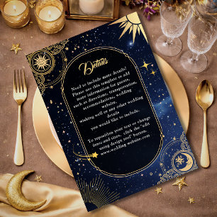 Blå stjärnfallshimmel detaljerar bröllop tilläggskort