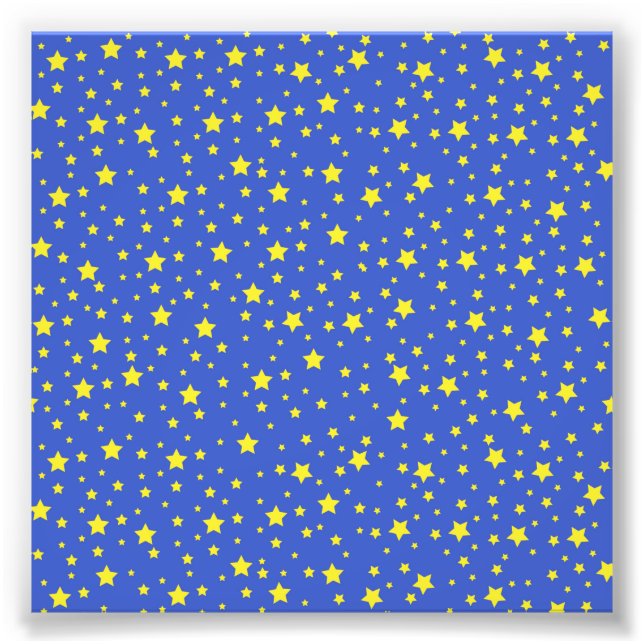 Blå stjärnhimmel Gula stjärnor Vacker stjärnljus Fototryck (Framsidan)