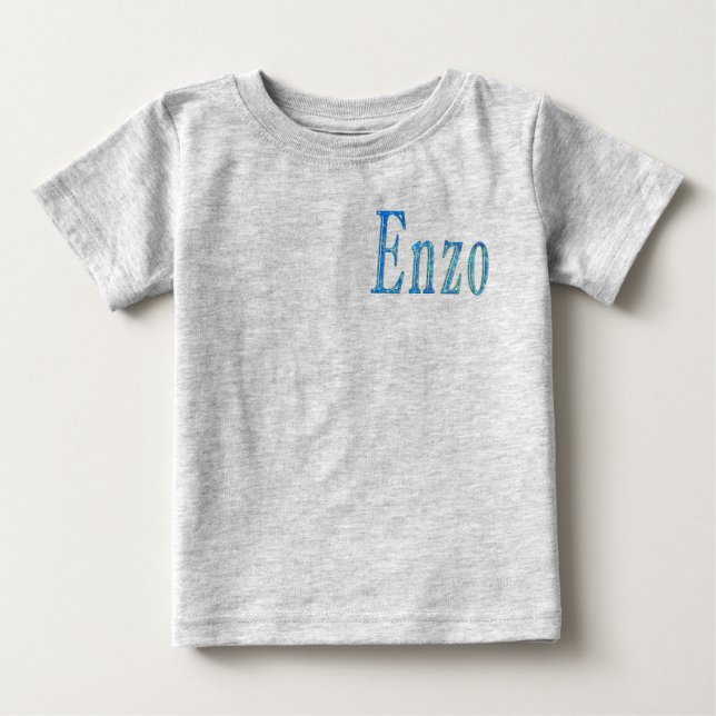 Blå Stjärnig Enzo Namn, T Shirt (Framsida)
