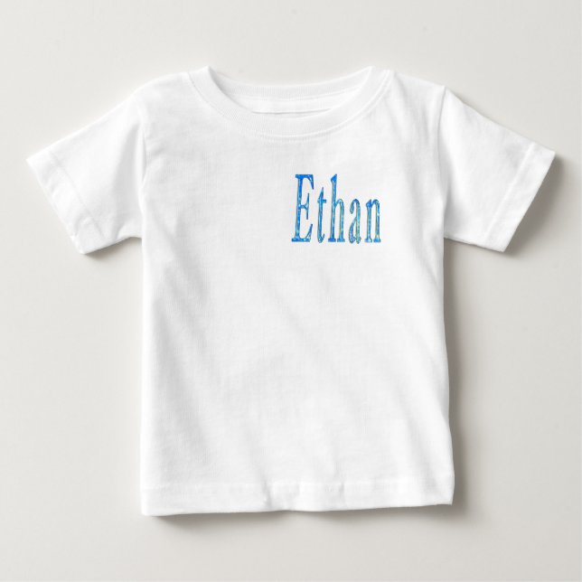 Blå Stjärnig Ethan Namn, T Shirt (Framsida)