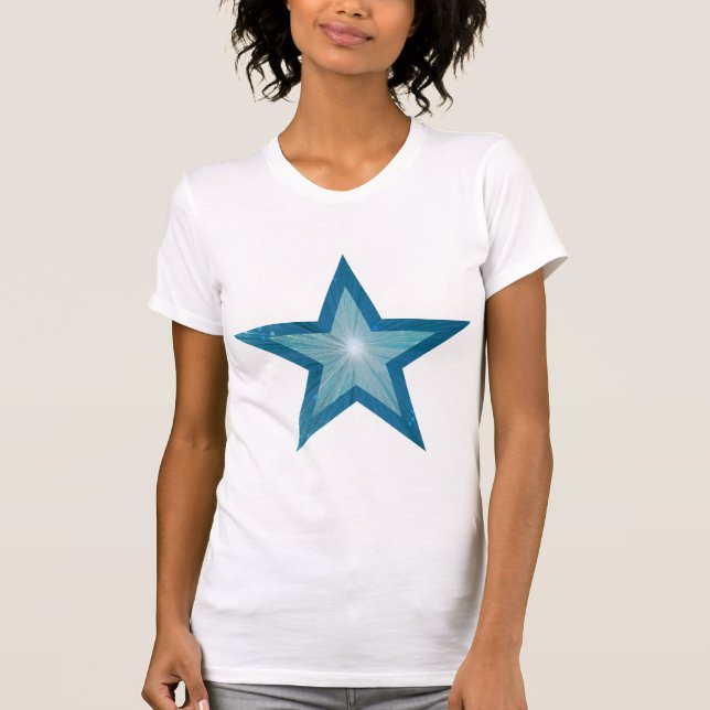 Blå stjärniga kvinnor, t-shirt vita (Framsida)
