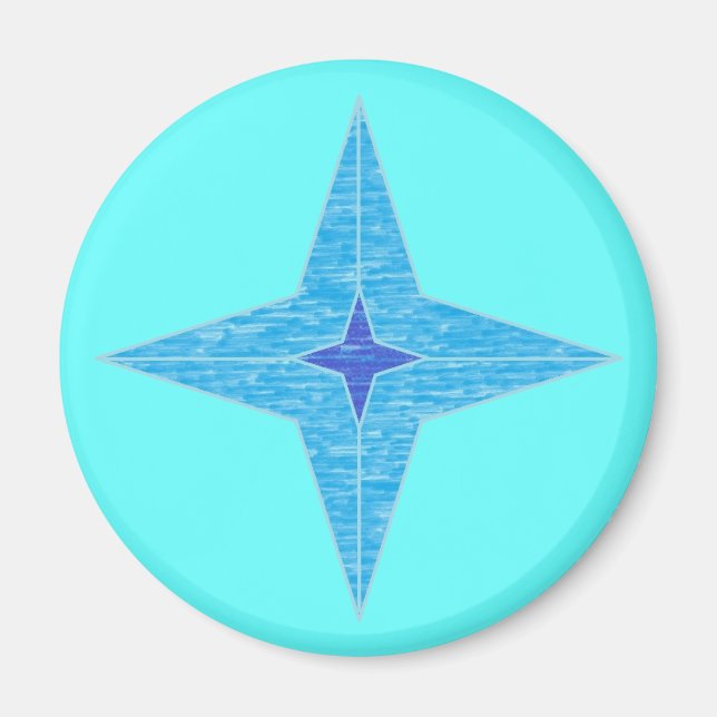 Blå stjärnmagnet (runt) magnet (Framsidan)