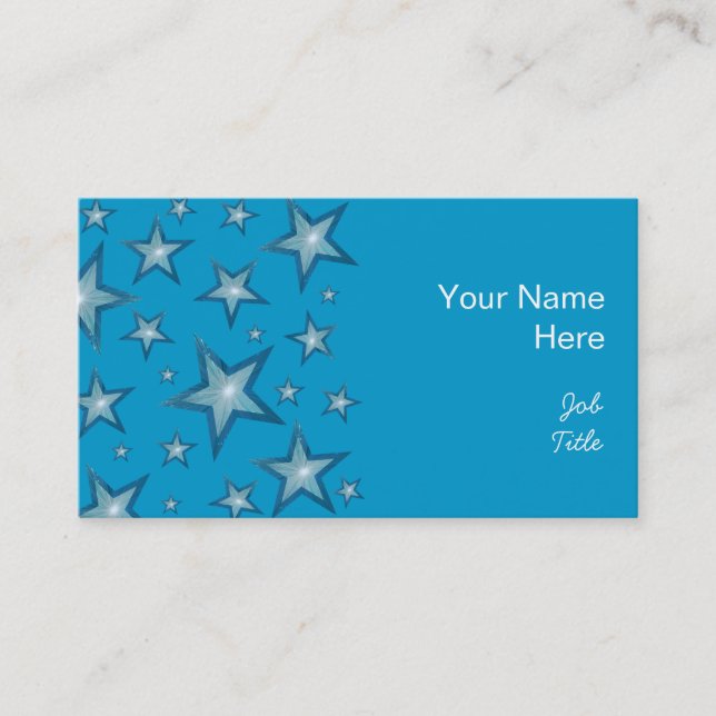 Blå stjärnor, affärskort, blått visitkort (Framsida)
