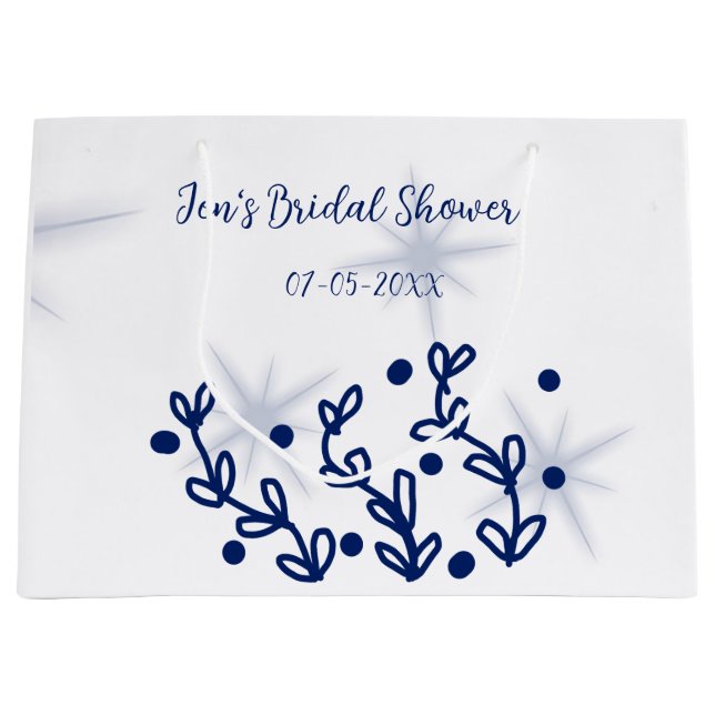 Blå stjärnor blad royal lyx bröllopsdusch  (Framsidan)