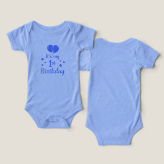 Blå stjärnor "Det är min 1-årsdag" Babykofta T Shirt
