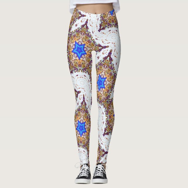 blå stjärnor i flera färg leggings (Framsida)