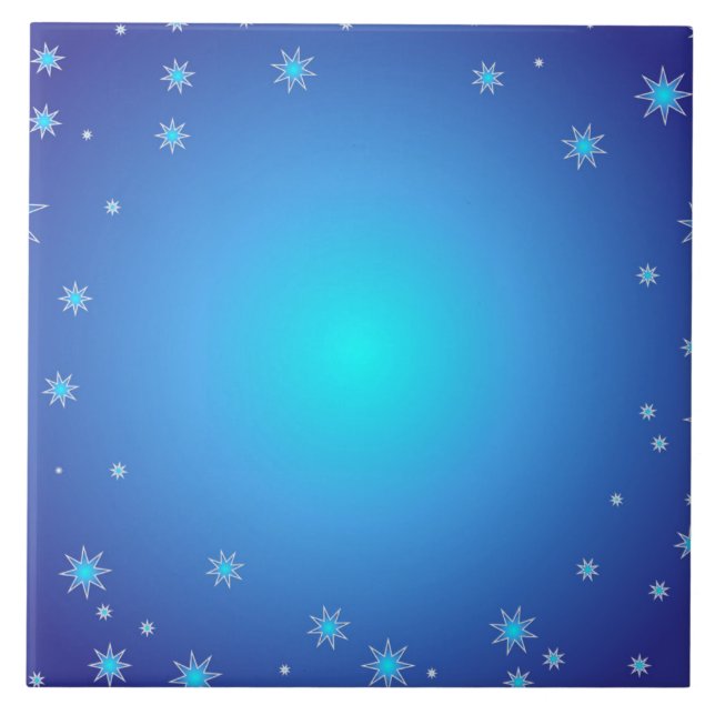 Blå stjärnor kakelplatta (Framsidan)