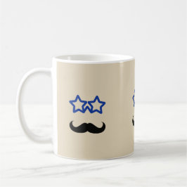 Blå stjärnor och svart mustasch kaffemugg