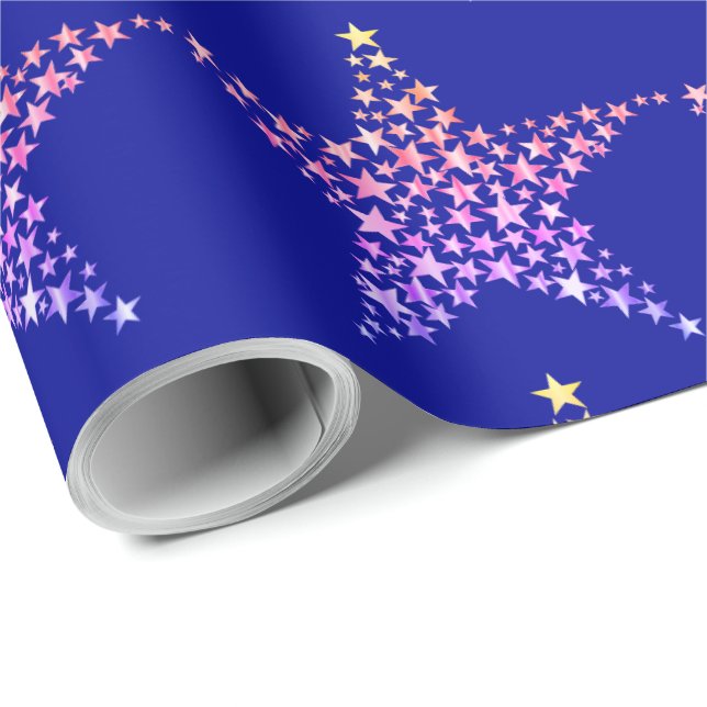 Blå stjärnor presentpapper (Rullad Hörn)