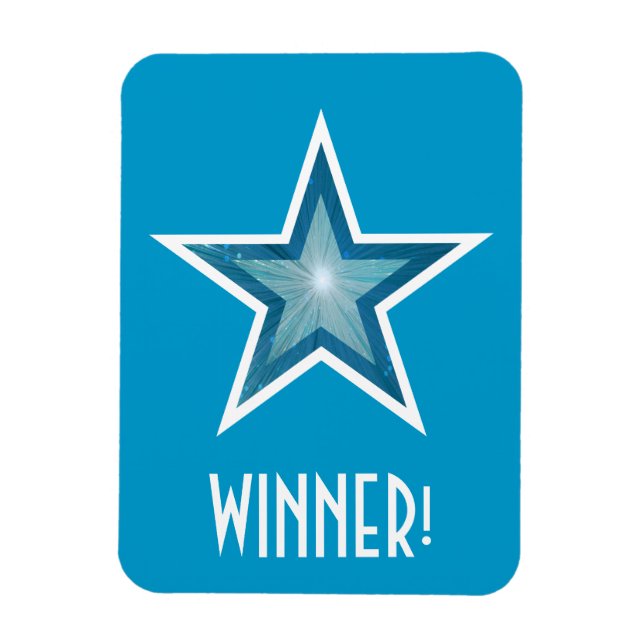 Blå stjärnorna "Winner", blå magnetblått! Magnet (Vertikal)