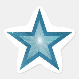 Blå stjärnornas stjärnformade etikett vit