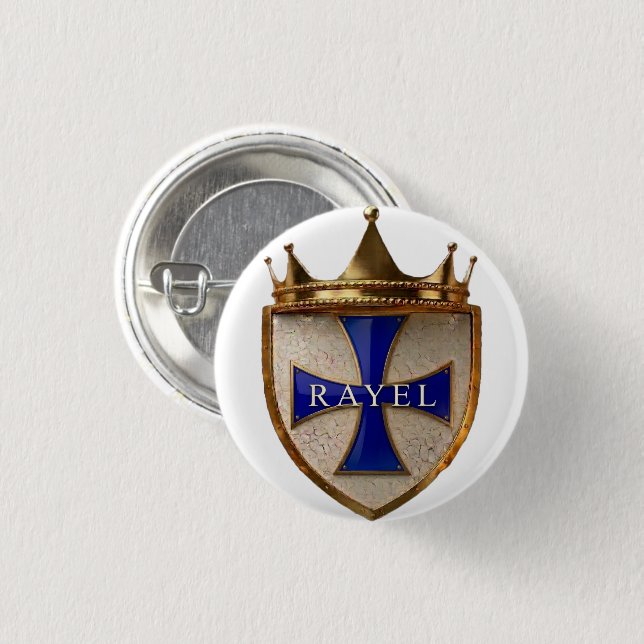 Blå Stråle El Crest Följare Knapp / Badge  (Framsida & baksida)